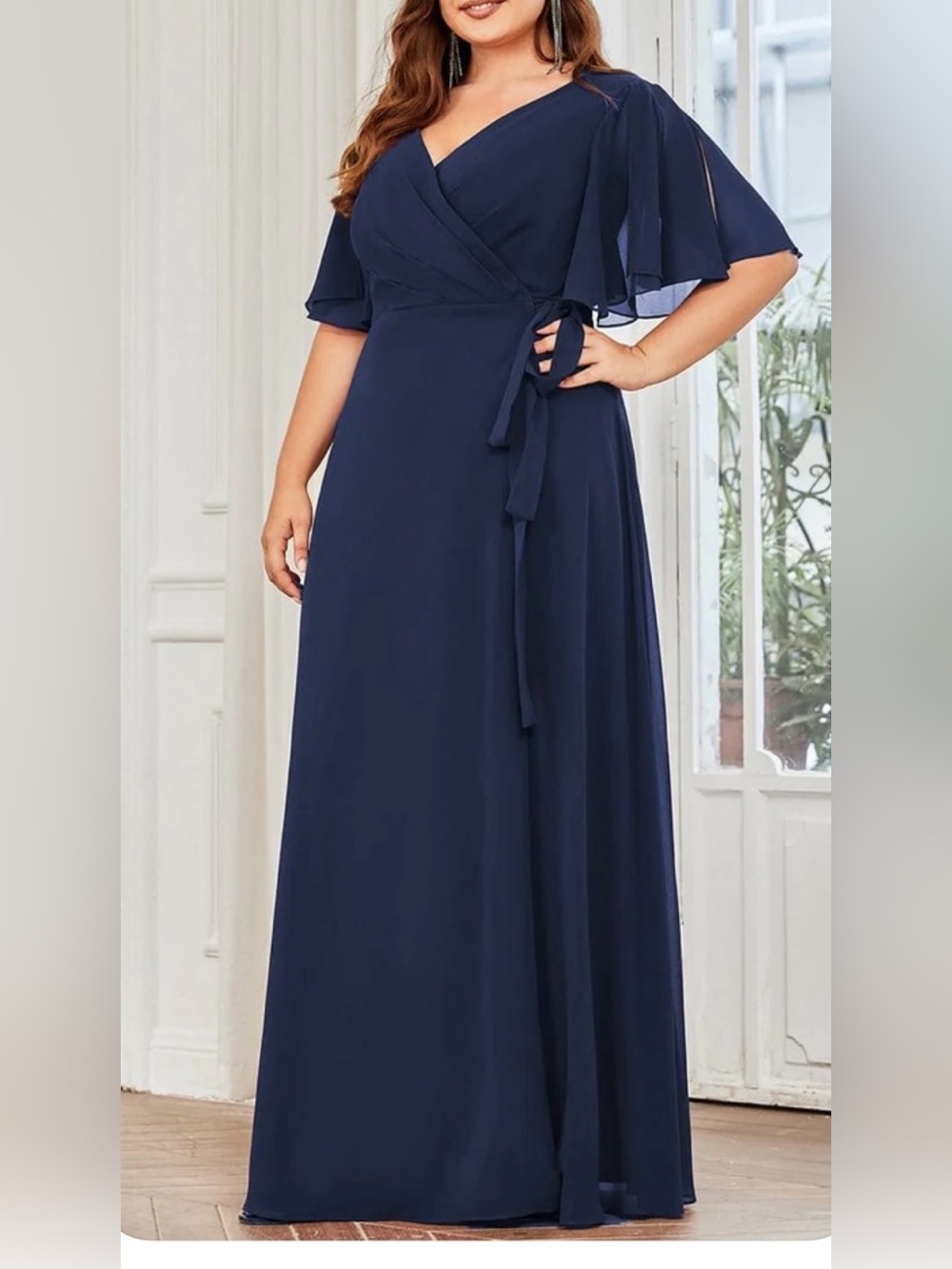 Ever Pretty Navy Blue Maxi Wrap Dress